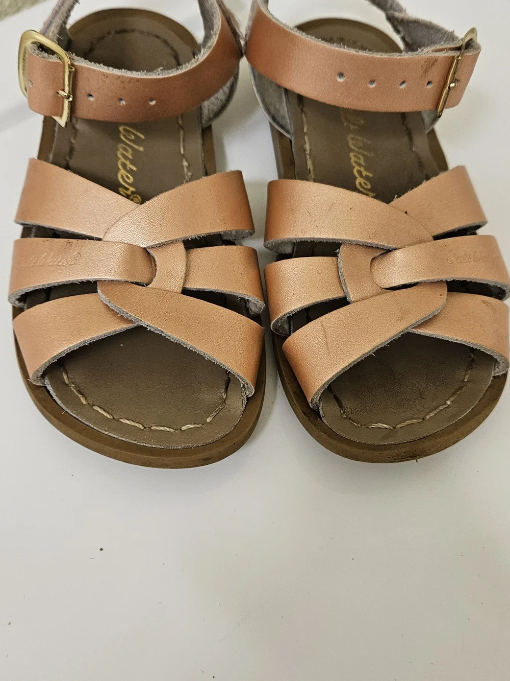 Rose gold Leather Strappy Sandals